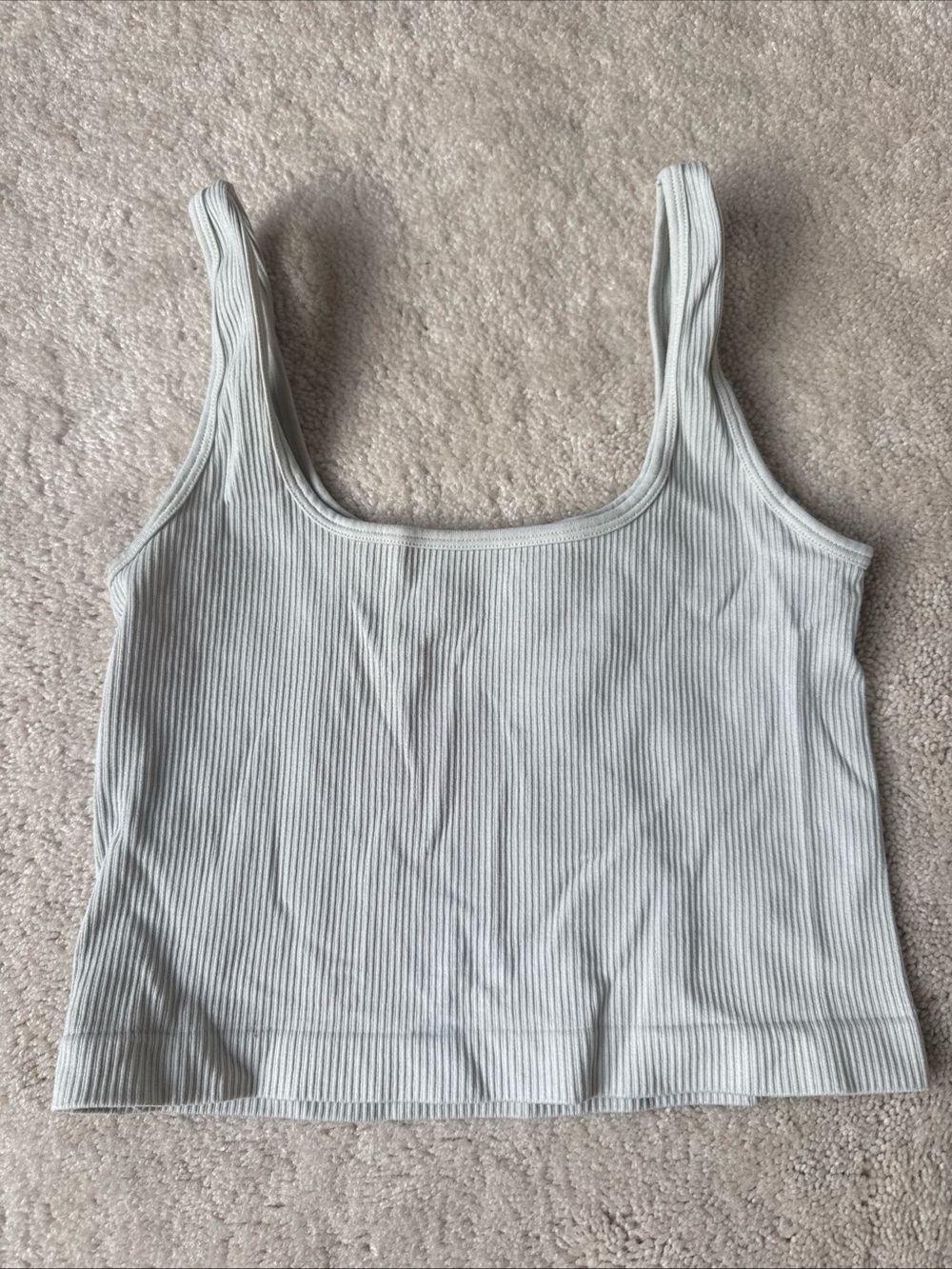Women's Ribbed Square Neck Tank Top - Light Gray